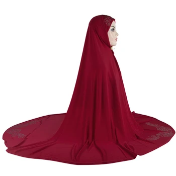 120*110CM Hijab Moslemi Vahetu Sall Khimar Teemandid Tõmba Headscarf Eid Ramadan Palve Rõivas Hijabs Burka Müts Turban Niqab