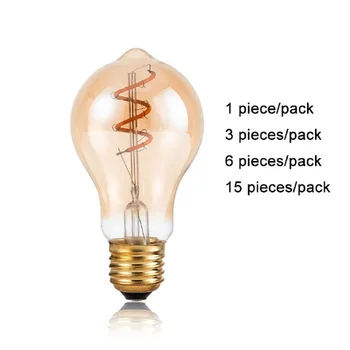 1/3/6/15tk Pack Juhitava A19 Vintage Edison LED Hõõgniidiga Pirn E27 Baasi 4W 2300K Kollane led Soe Spiraal energiasäästlik Lamp