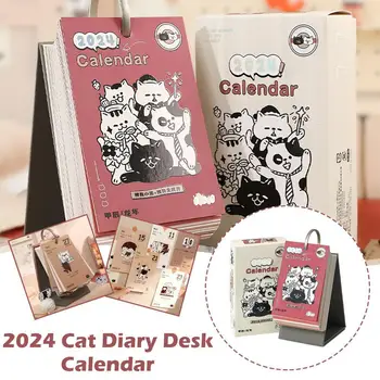 2024 Cat Diary Laua Kalender Plaan Abimees Kodus Kontoritarbed Kawaii Coil Kalendrikuu Planeerija Iga Päev Teha Nimekirja