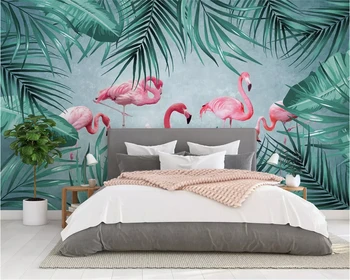 beibehang Kohandatud mood dekoratiivset maali de papel parede tapeet Põhjamaade käsitsi maalitud troopiline flamingo diivan TV taust