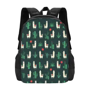 Fliis Navidad & Cactus Mustri Disain Bagpack Koolikotid Muster Alpaca Cactus Jõulud Xmas Puhkus Armas Loom Mahlakad