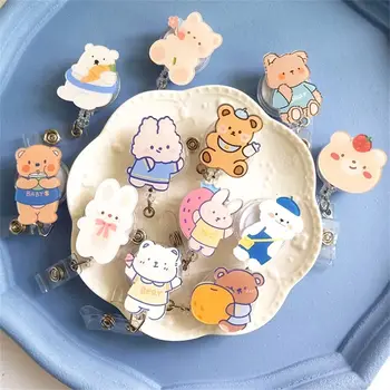 Cute Cartoon Bear Õde Arsti Reel Clip Candy Värvi Karud Akrüül Õpilane Rinnus Kaardi Haigla Kasutage Office ' I Koolitarbed