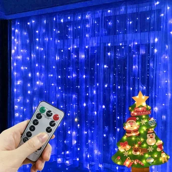 3/4/6M LED Haldjas Kardin Vanik USB String Tuled Toas Kodus Akna Decor Remote 2024 Christmas Pulmad, Puhkus Kaunistused