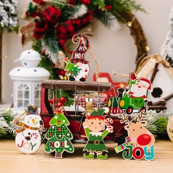 Jõulukaunistused Jõulud Ripats Ripub Puidust Xmas Tree Ripats Cartoon Santa Claus Lumememm Gnome Elf