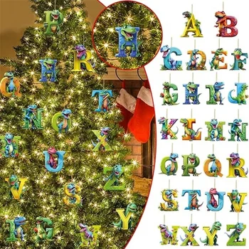 Christmas Tree Kaunistused Rippuvad Dekoratsioonid Klassikaline Täht A-Z Väike Dinosaurus Ripatsid Kodu