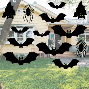 Halloween Teenetemärgi Helendav Silmad Pvt Jube Must Spider Õue Märk Muru Rippuvad Decor Võltsitud Nahkhiired Karmea Halloween Kaunistused