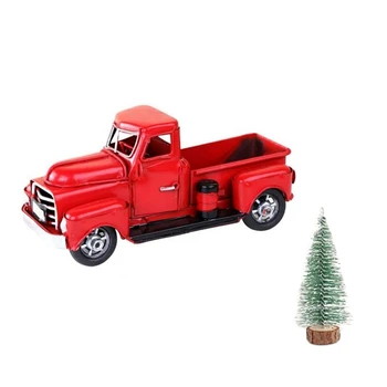 1 Tükk Jõulud Kingitus Retro Punane Veoauto Christmas Ornament Pickup, Punane Ja Roheline