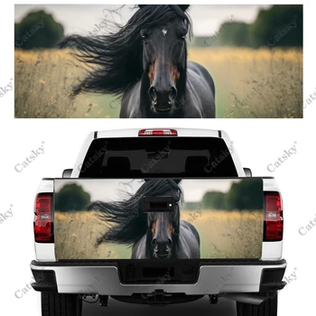 Fantaasia Must Hobune Töötab Veoauto Tagaluuk Wrap Professionaalse Klassi Materjal, Universaalne, Sobib Full Size Veoautod Ilmastikukindel