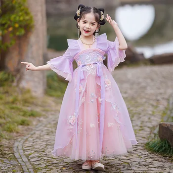 Hiina Traditsiooniline Hanfu Lapsed Laste Rahvatantsu Teha Kostüümid Haldjas Printsess Kleidid, Retro Tüdruk Cosplay 2023 Suvel Uus