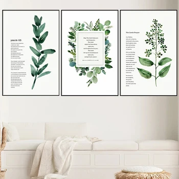Botaanika Piibli Salm Pühakiri Christian Lõuendile Maali Poster Print Seina Õnnistatud Quote Pilt Magamistuba Home Decor Cuadros