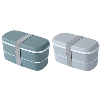2Set Microwavable 2 Kihi Lõunasöögi Kast Kupeed Lekkekindlad Bento Box Toidu Mahuti Lunch Box Hall & Roheline