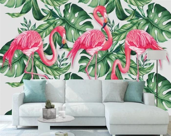 beibehang Kohandatud mood isiksuse tapeet Põhjamaade flamingo banana leaf laste tuba taust de papel parede seina-paber