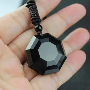 Looduslik Obsidian Nikerdatud Polyhedron Ripats Õnnelik Armastus Kristall Ehted Tasuta Köie Meeste Naiste Amulett Kingitused Tilk Laevandus