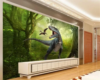 3D tapeet Jurassic Park Dinosaur TV taust seina-elutuba, magamistuba taust seinamaaling Kodu kaunistamiseks seinamaaling Kohandatav