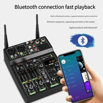 4 Kanalit Audio Mixer Segamine UHF Mikrofon Konsool koos Bluetooth-USB-Mõju USB DJ Heli Segamine Etapi Audio DJ, Karaoke TK