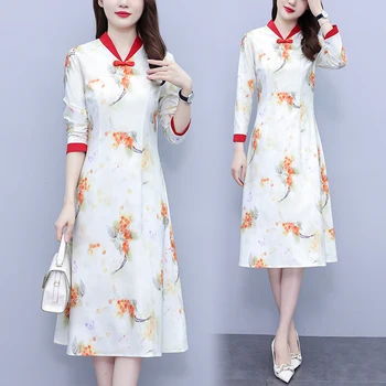 Uus Trükitud Slim, Traditsiooniline Hiina Stiilis Elegantne Paranenud Cheongsam Naiste Qipao Kleit