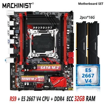 MASINIST RS9 X99 Emaplaadi Komplekti LGA-2011-3 Kit Xeon E5 2667 V4 CPU 2x16=32GB DDR4 ECC RAM Mälu SSD NVME M. 2 SATA-M-ATX