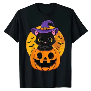 Armas Halloween Kostüüm Must Kass Nõid Müts Kõrvits Kids Tüdrukute T-Särk Esteetiline Riided Graafiline Tee Tops Kuulu Varustus Kingitused