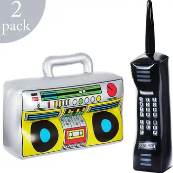 80ndate 90ndate Retro Täispuhutav Raadio Boombox Mobiiltelefoni 16 tolline Kuld Ketid Rekvisiidid Suur Täispuhutav Buum ja Retro Telefon 2