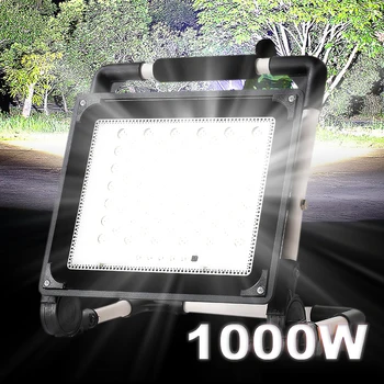 1000W Väljas Telkimine Tulvaprožektor LED-Helkur COB Garden Light-High-Power Ultra Bright Veekindel Vöö 18650 Aku Laadija