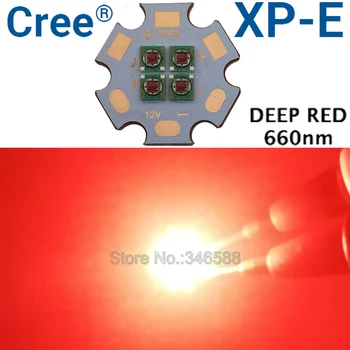 12W Cree XPE XP-E 4LEDs 4-Chip Intergrated valgusallikas Sügav Punane 660nm LED Emitter kohta, 3V / 6V /12V 20mm Vask PCB Pardal