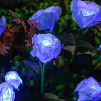Värvikas 3 Pea Lilled LED Solar Simulatsiooni Tõusis Tuled Veekindel Väljas Aias Muru Lambid Maja Kaunistamiseks 039