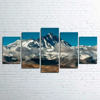 Mount Everest 5 Paneel, Lõuend Pilt Prindi Seina Art Lõuend Maali Seina Decor elutuba Plakat Nr Raamitud