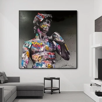 Värvilised David Maali Seina Art Plakatid ja Pildid Lõuend Portree Maali Graffiti Kunsti Pildid elutuba Home Decor