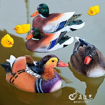 Piiriülese Pakkumise Ujuv Roheline Pea Part Väike Kollane Part Mandarin Duck Bassein, Purskkaev Voolav Vesi Pinna Kaunistamiseks Resi