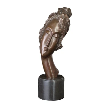 PY-735 Abstraktne Skulptuur Pronks Lääne-Naise Pea Kuju Rind Figuriin Antiik Metallist Kunsti Naine Statuette jaoks Decor Vask mees