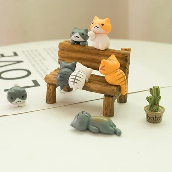 6tk Armas Kass Miniatuuri Kujukeste DIY Mahlakad Micro Maastiku Käsitöö Bonsai Haldjas Aed Decor Kaunistused