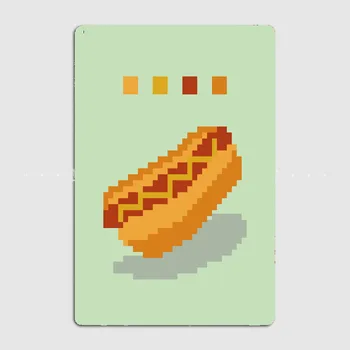 Pixel Hot dog Kaasaegne Seina Art Onigiri Demon Hunter Disain, Vintage Tina Märk Köök, Restoran ja Kodu Sisekujundusega