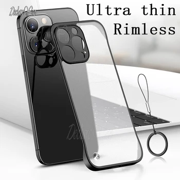 DECLAREYAO Ultra Slim Kõva Jäätunud Coque Apple iPhone 14 Pro Max Plus Telefoni Juhul Matt tagakaas Rimless Silikoonist Pehme Serv