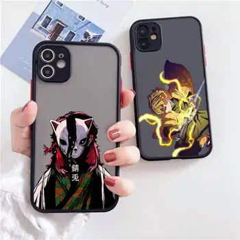 Demon Slayer Telefon Case for iPhone 12 11 Pro Max X XS Max XR 8 7 6 6s Pluss Anime Kimetsu No Yaiba Raske Matt Kate Fundas