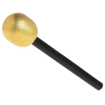 Micrófono de atrezo dorado para disfraz de músico o cantante fiesta de carnaval Teatro