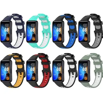 Kaks Värvi Silikoonist Kella Rihm Asendamine Käevõru Uus Watchband jaoks Huawei Band 8