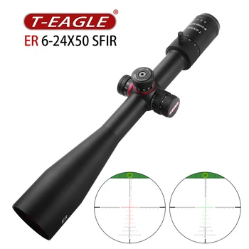 T-EAGLE ER 6-24X50SFIR Reguleeritav Optika Silmist Roheline Punane Valgustatud Riflescope Jahindus Õppesuuna Tactical Airsoft Reguleerimisala