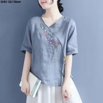 Uus 2023 naiste riided lille tikandid tops tang kostüüm hiina stiilis särgid traditsiooniline cheongsam pluus lady naiste
