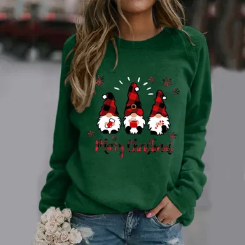 Naiste Jõulud Tshirts Talvel Kole Xmas Pikkade Varrukatega Dressipluus Kerge Classic Trükitud Pulloverid Roheline Pulloverid Tshirts
