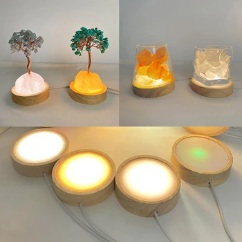 USB LED Night Light Base Puidust Lamp Omanik DIY Ekraan Käsitöö Seista Kodu Kaunistamiseks Väikesed Kaunistused