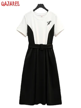 Valge Must Segast Võltsitud Kaks Tükki Sidemega Bodycon Kleit 2023 Suvel Uued Vabaaja Office Lady Naiste Kleit Elegantne Peokleidid