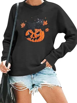 Naiste Halloween Sviitrid Kõrvits Kass Mustrid Meeskonna Kaela Pulloverid rull -, sügis Talv Pikk Varrukas Džemprid Tops Streetwear